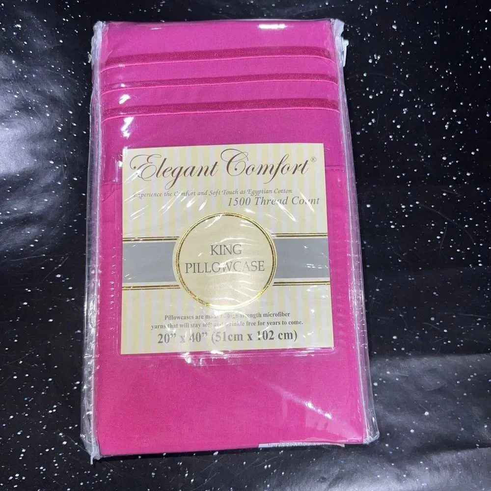 Elegant Comfort‎ Luxury Ultra Soft 2Pcs Pillowcase 1500 Thread Ct King Size Pink